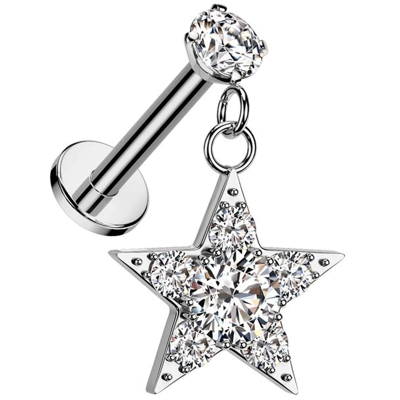 Labret Zirkonia Stern Anhänger Innengewinde