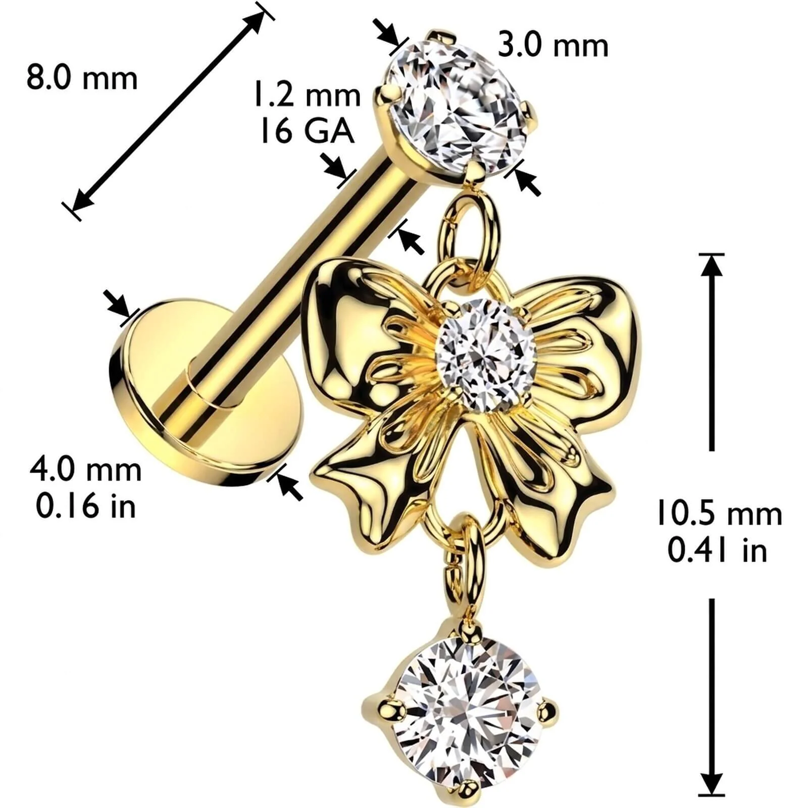 Labret Schlaufe Zirkonia Anhänger Innengewinde - Image 4