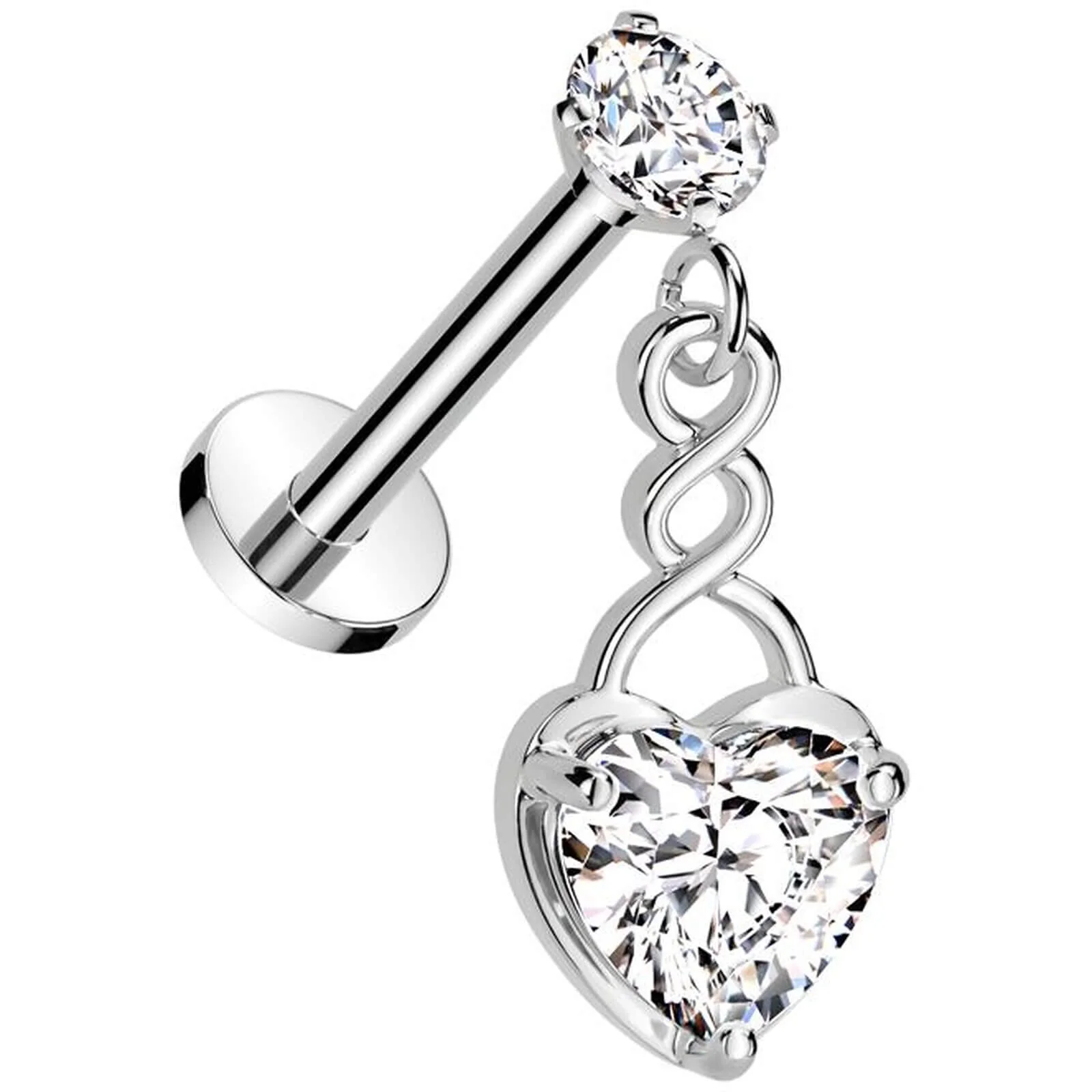Labret Herz Zirkonia Innengewinde