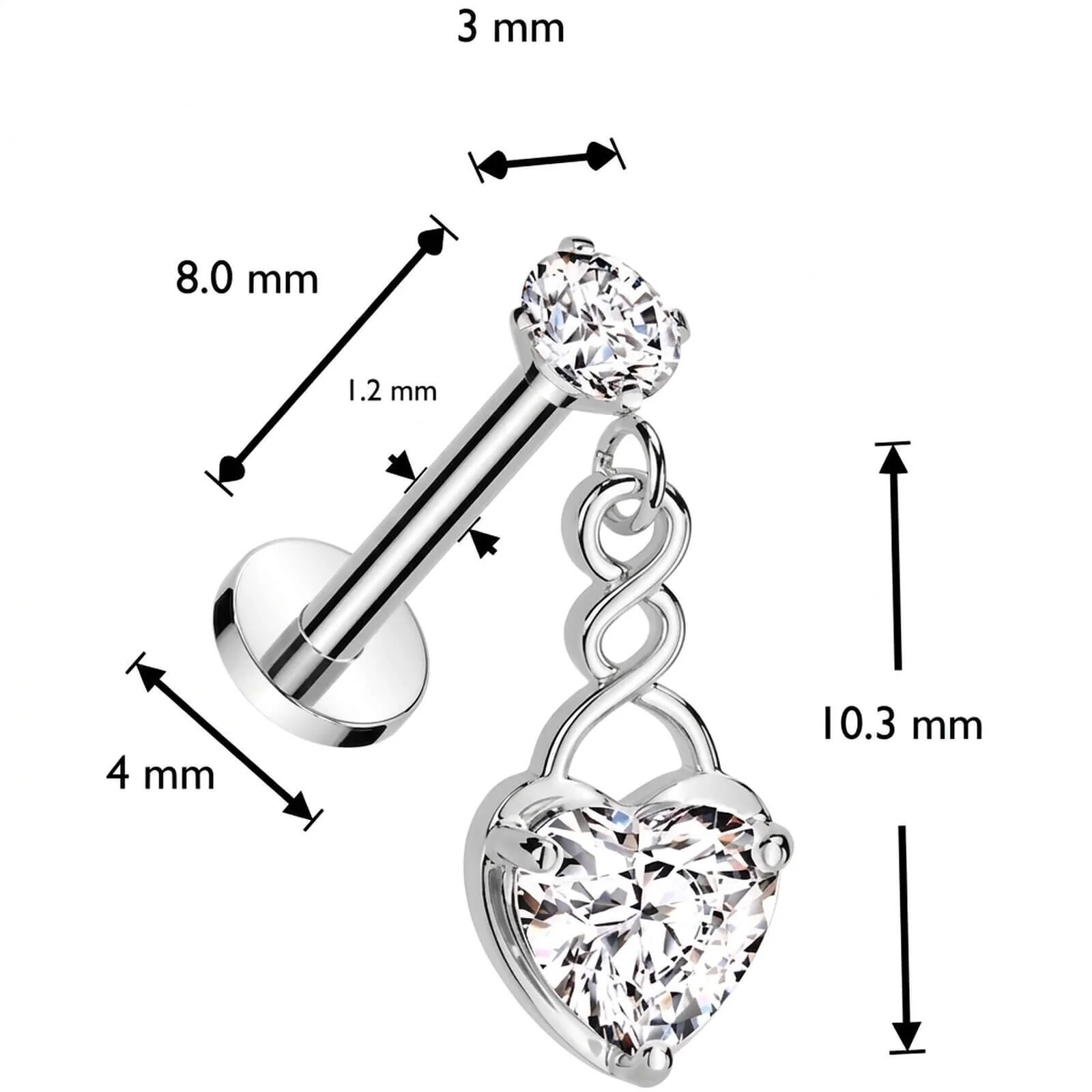 Labret Herz Zirkonia Innengewinde - Image 4