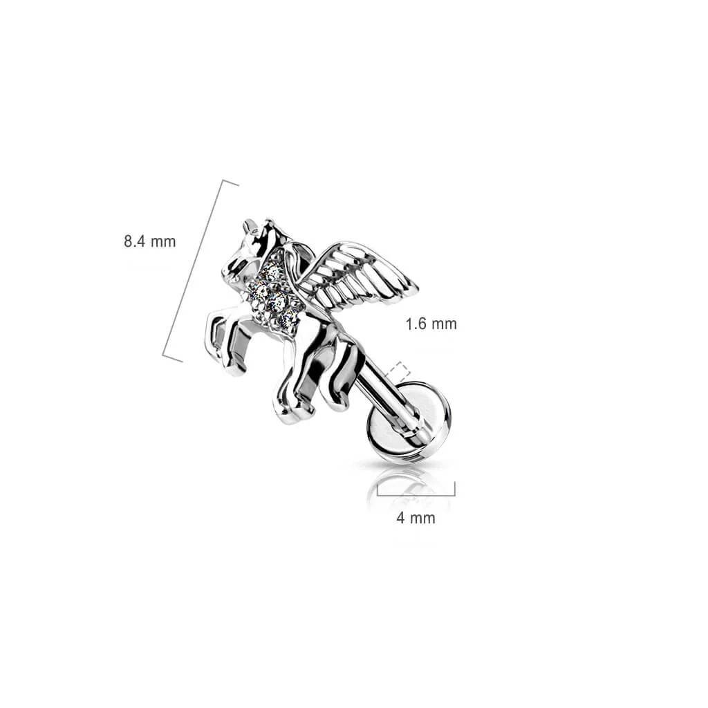 Labret Einhorn Zirkonia Silber Innengewinde - Image 4