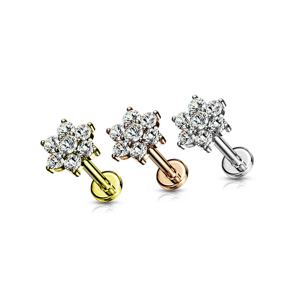 Labret Blume Zirkonia Innengewinde - Image 2