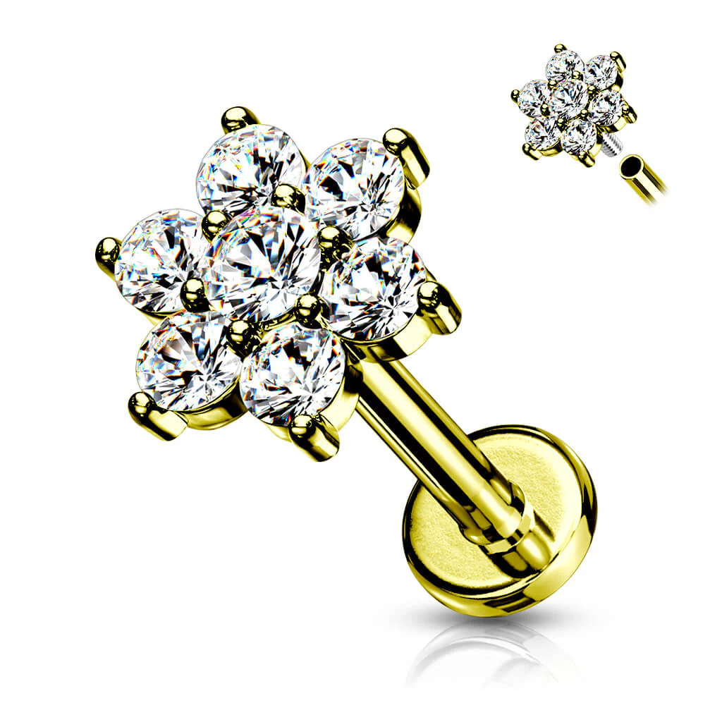 Labret Blume Zirkonia Innengewinde - Image 3