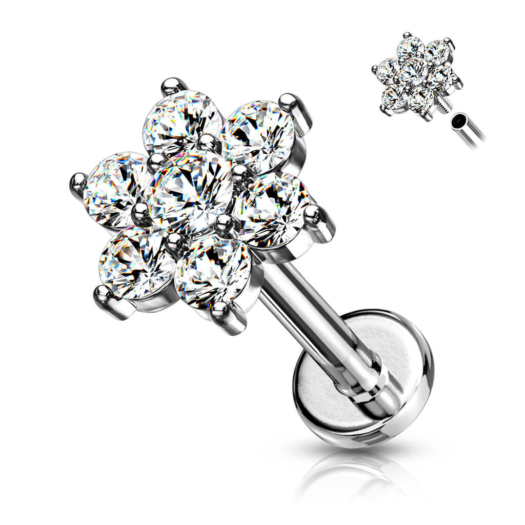 Labret Blume Zirkonia Innengewinde - Image 7