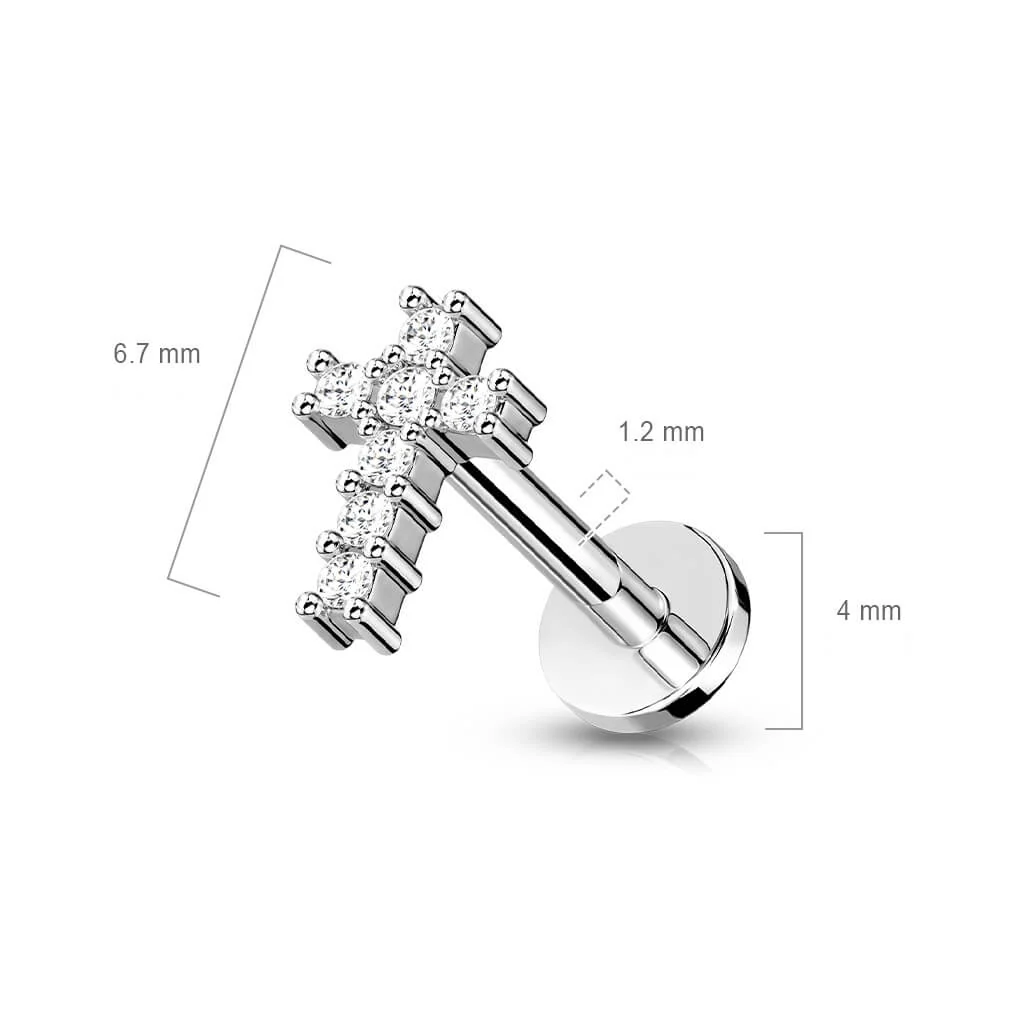 Labret Kreuz Zirkonia Innengewinde - Image 8
