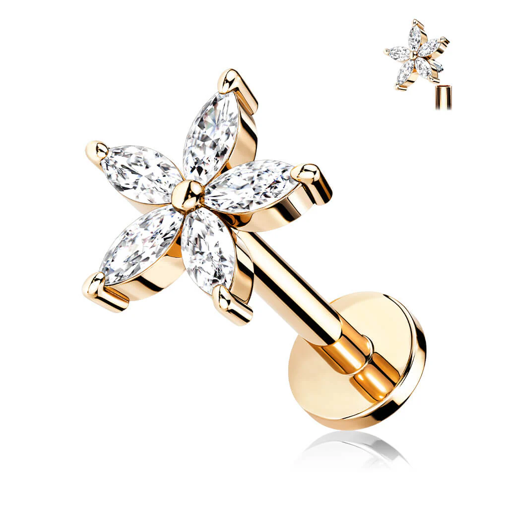 Labret Blume Zirkonia Innengewinde - Image 3