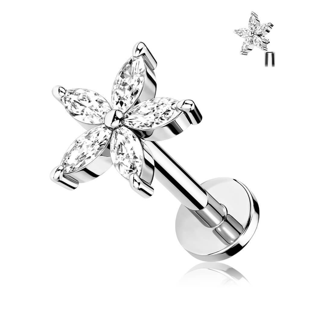 Labret Blume Zirkonia Innengewinde - Image 5