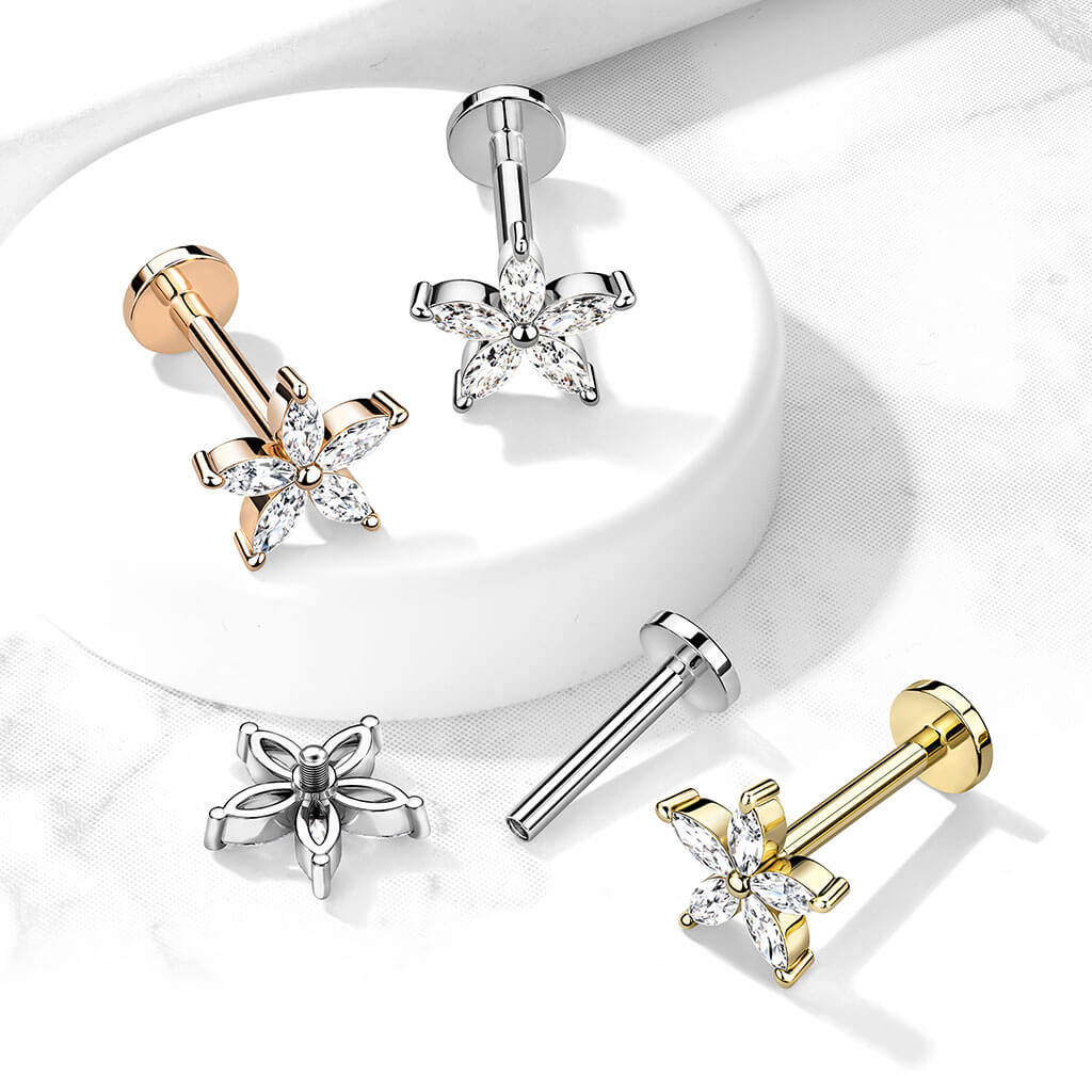 Labret Blume Zirkonia Innengewinde - Image 7