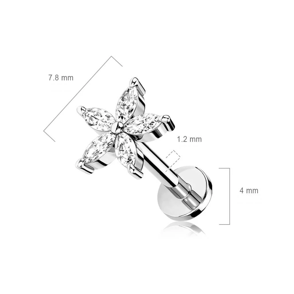 Labret Blume Zirkonia Innengewinde - Image 8