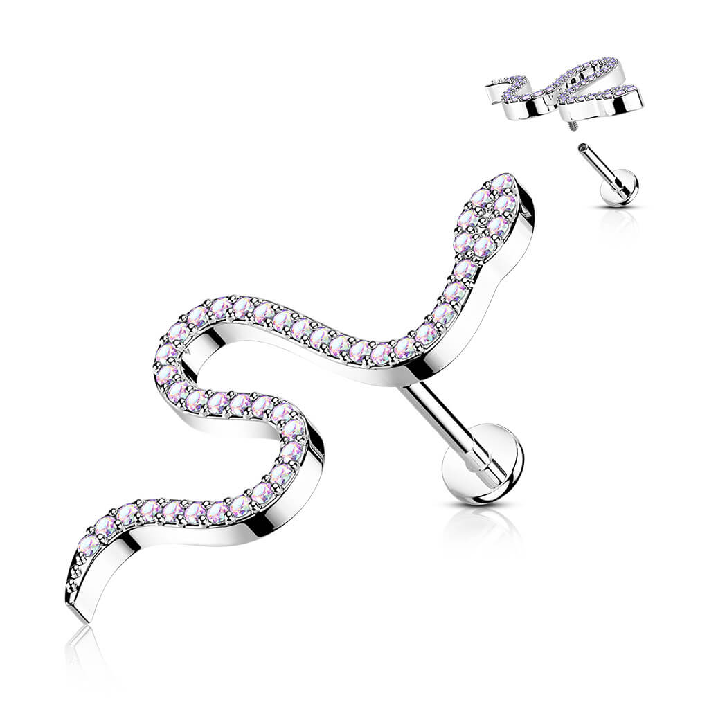 Labret Schlange Zirkonia Innengewinde - Image 2