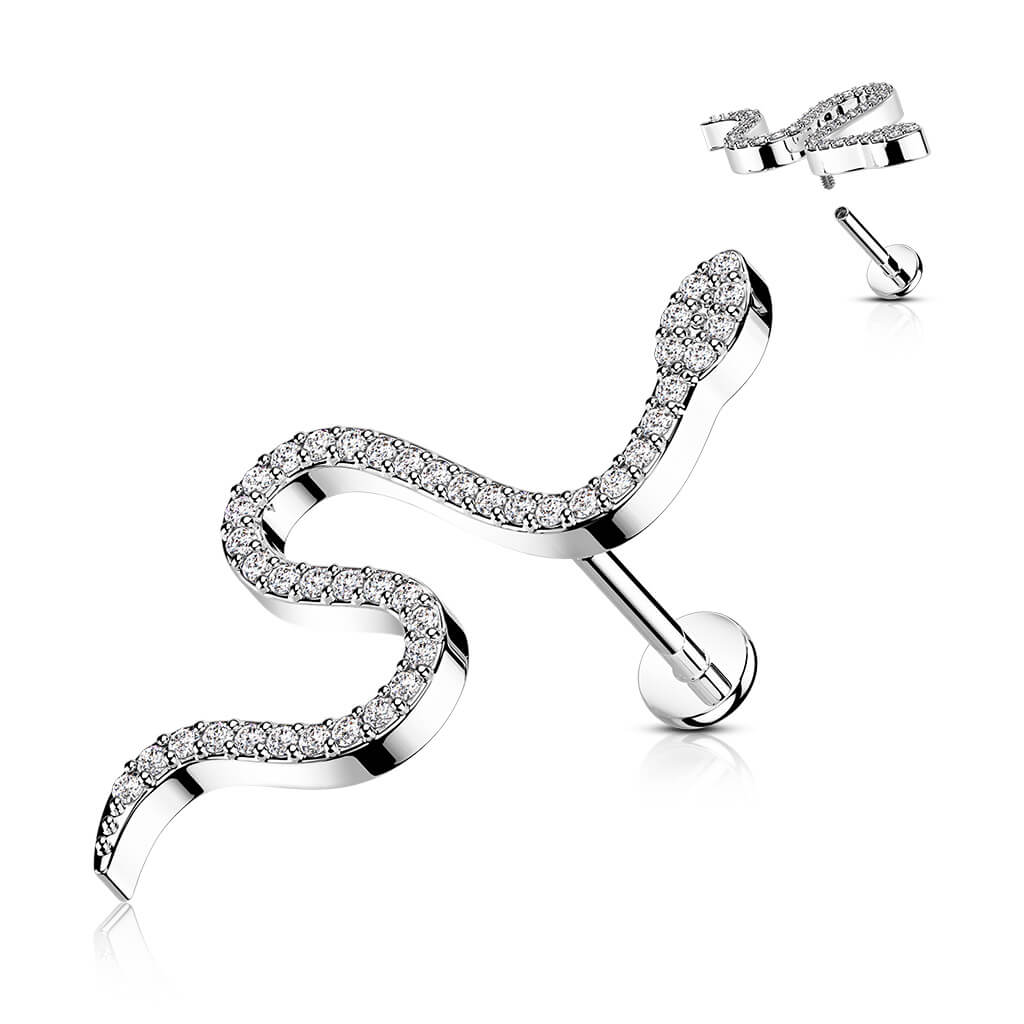 Labret Schlange Zirkonia Innengewinde - Image 3