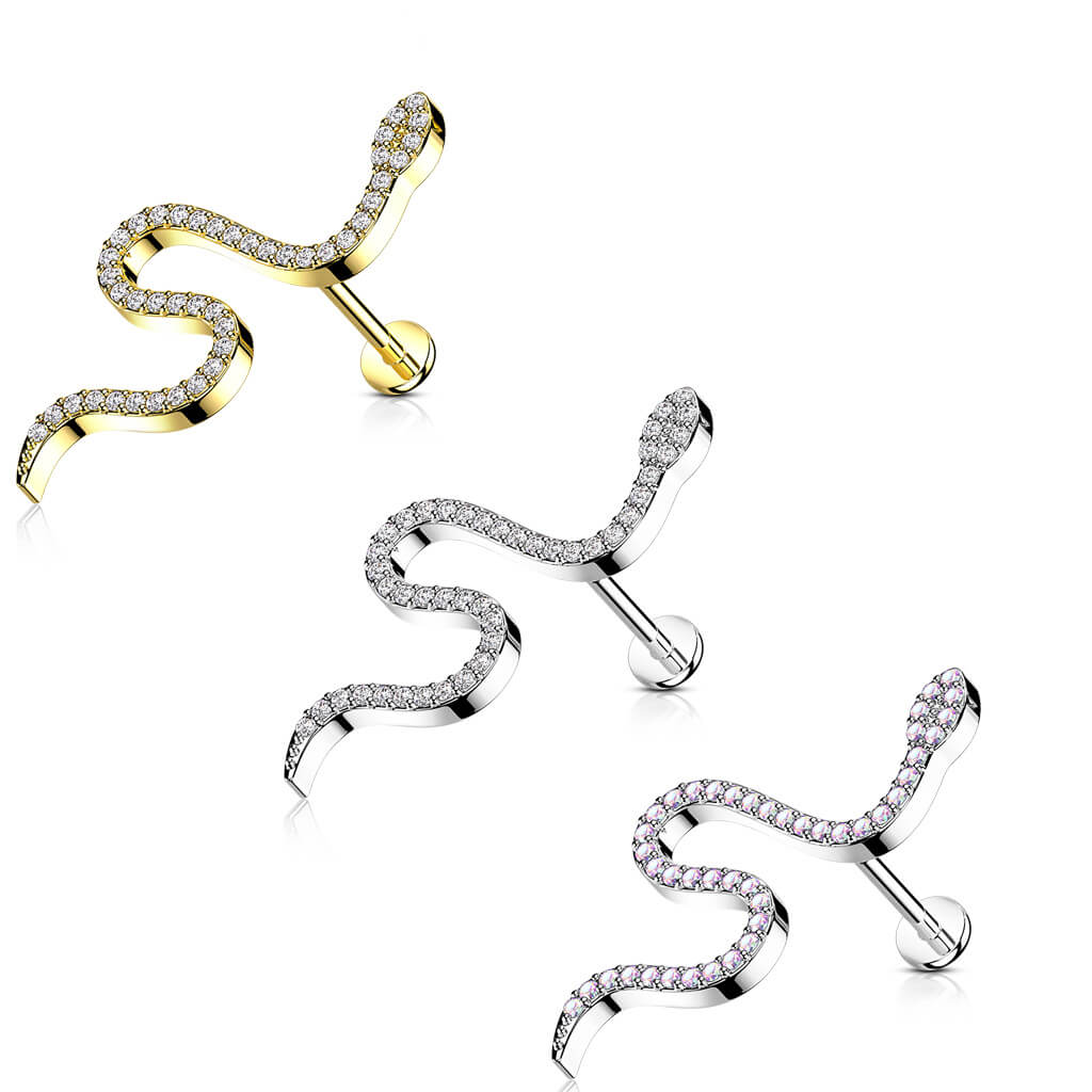 Labret Schlange Zirkonia Innengewinde - Image 4