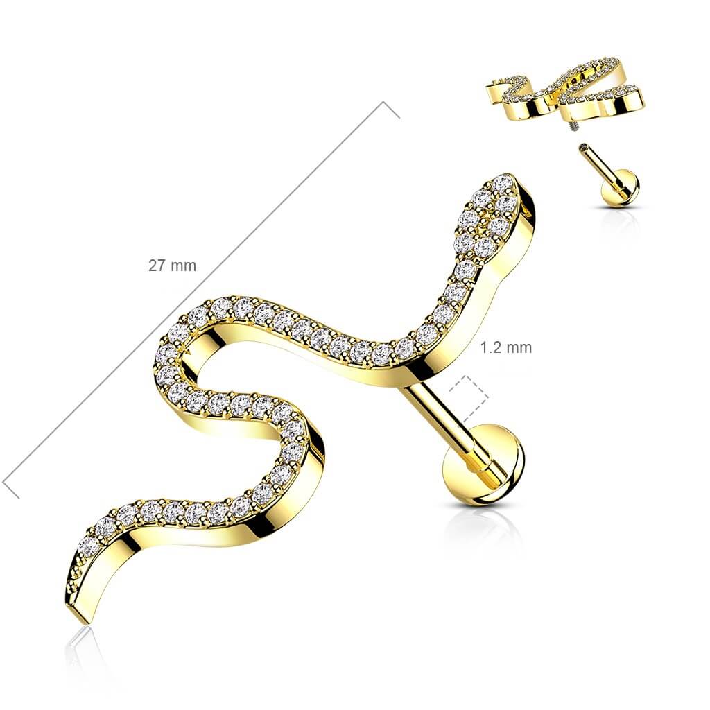 Labret Schlange Zirkonia Innengewinde - Image 7