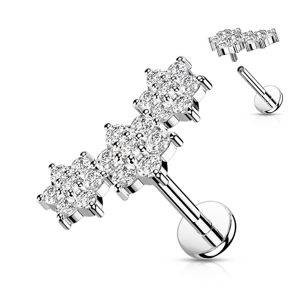 Labret Blumen Zirkonia Innengewinde - Image 3