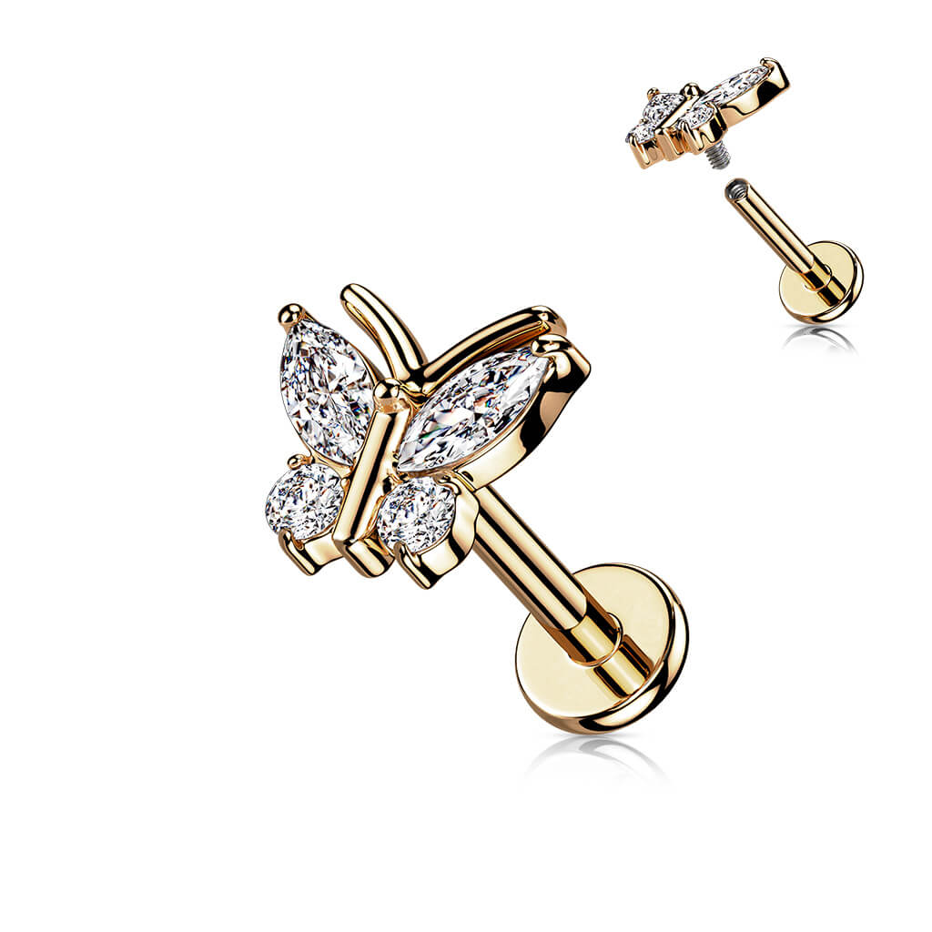 Labret Schmetterling Zirkonia Innengewinde - Image 5