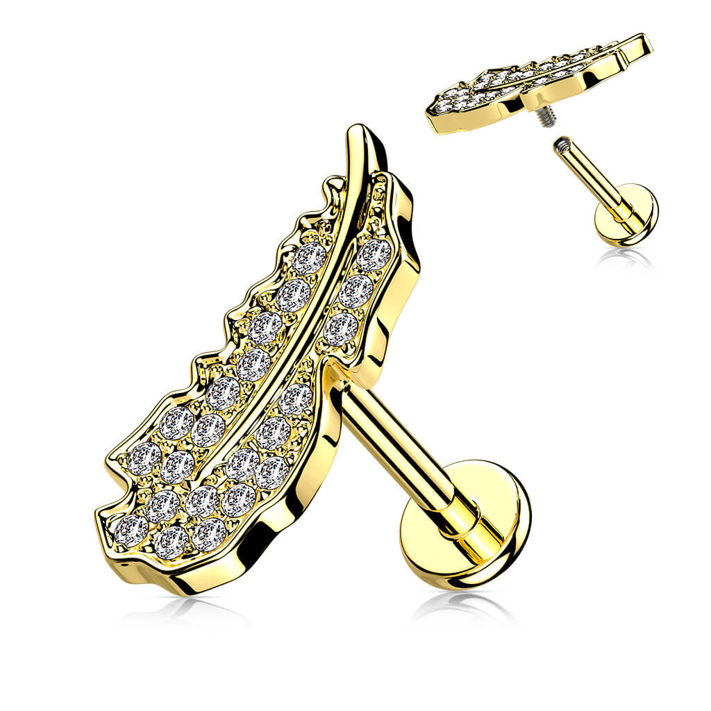 Labret Feder Zirkonia Innengewinde - Image 3