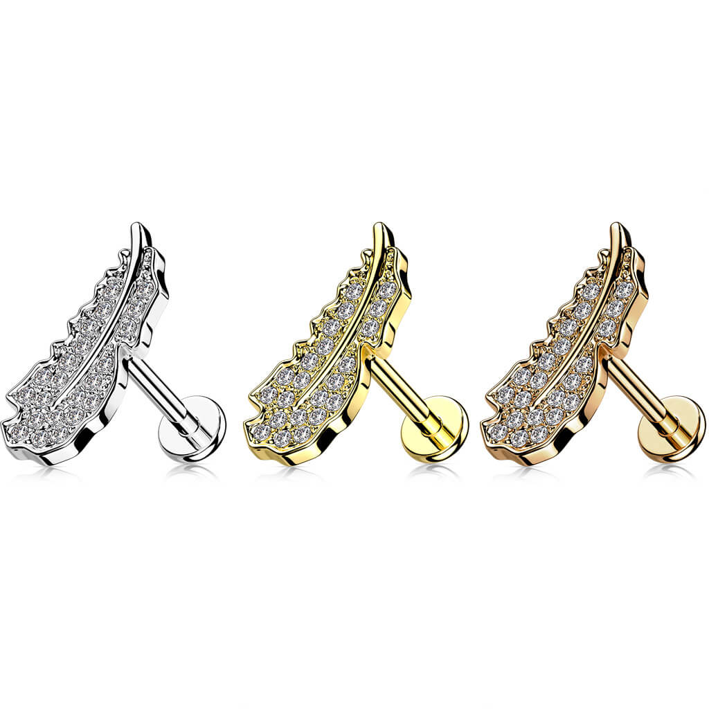 Labret Feder Zirkonia Innengewinde - Image 4