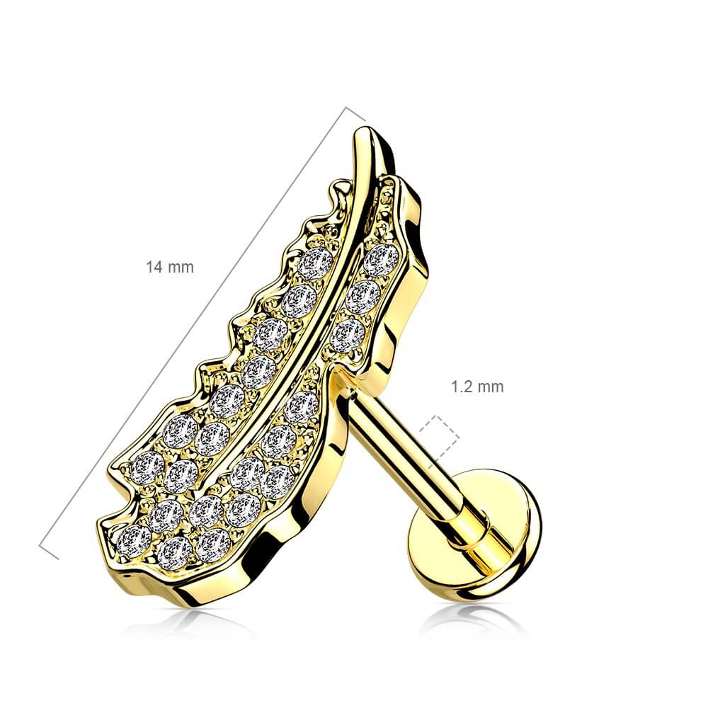Labret Feder Zirkonia Innengewinde - Image 6