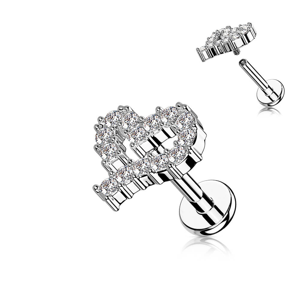 Labret Herz Zirkonia Innengewinde - Image 2