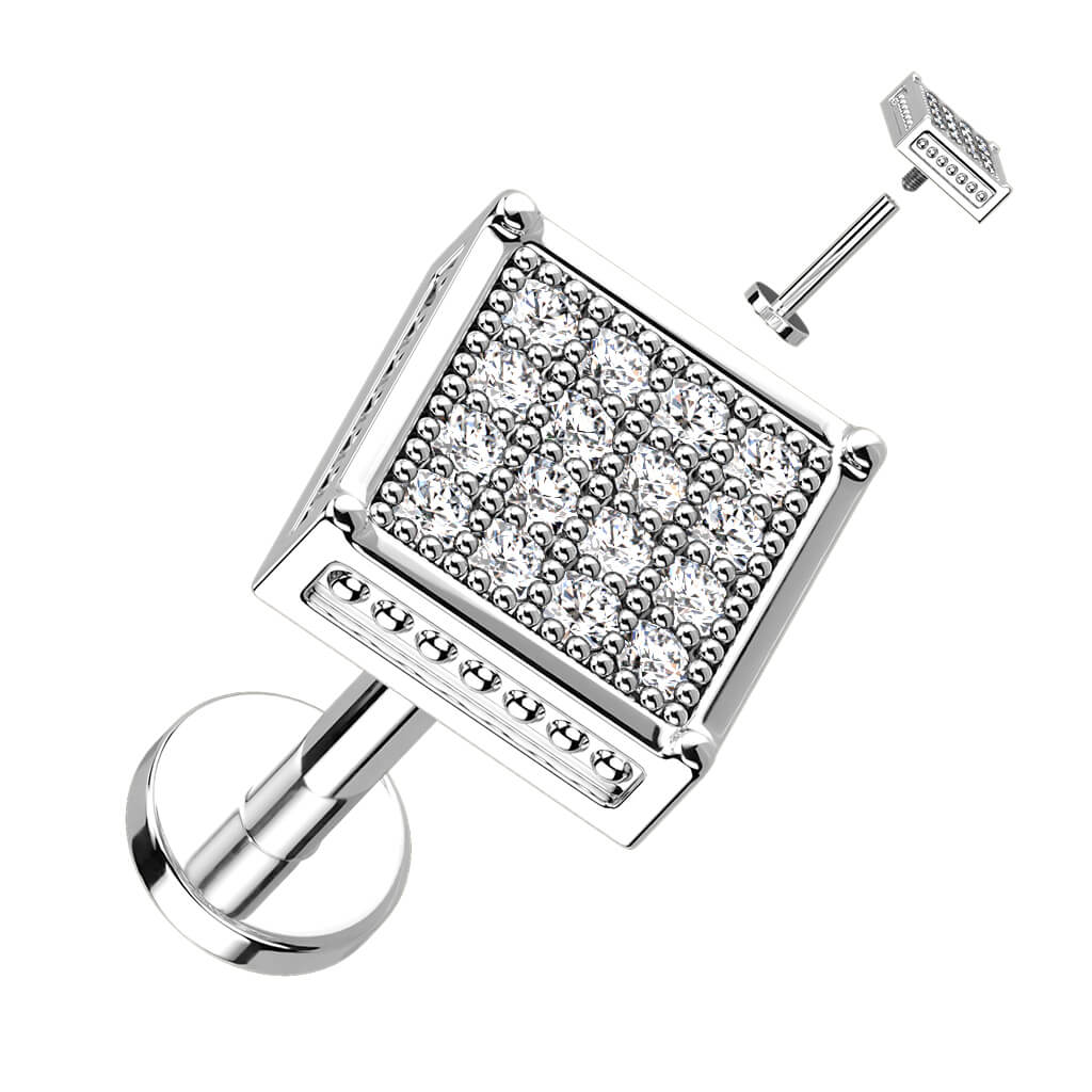 Labret Quadrat Zirkonia Innengewinde - Image 2