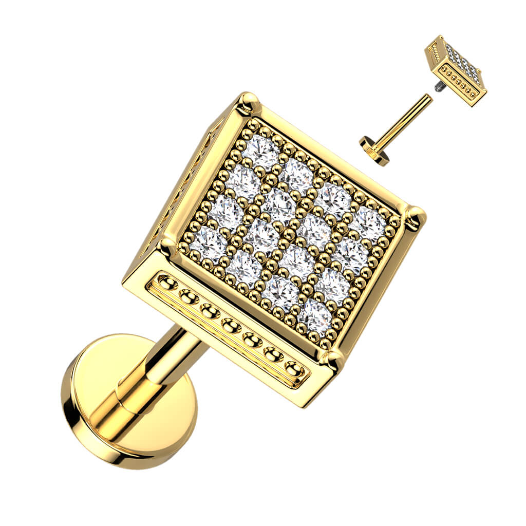 Labret Quadrat Zirkonia Innengewinde - Image 3
