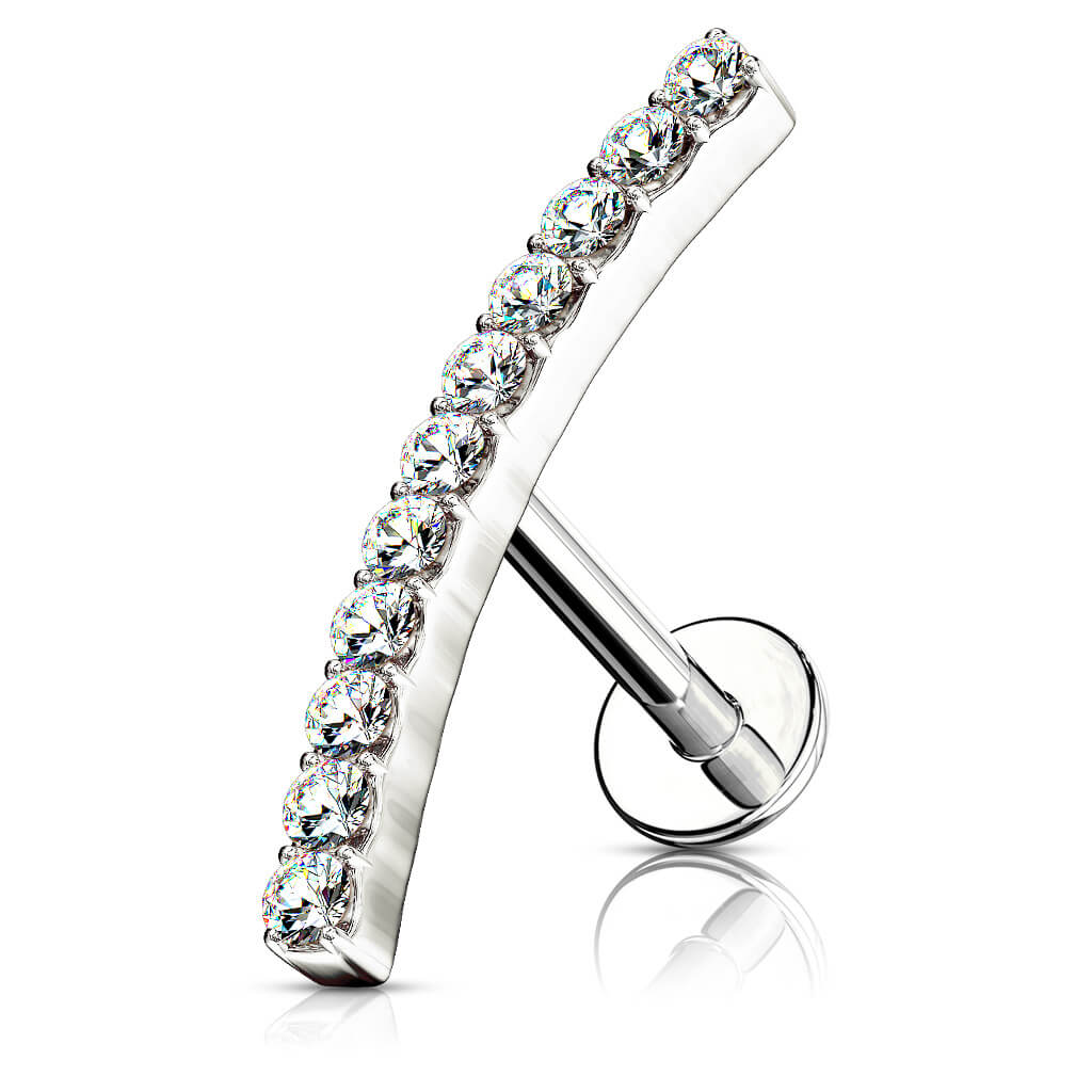 Labret Stab Gebogen Zirkonia Innengewinde - Image 2