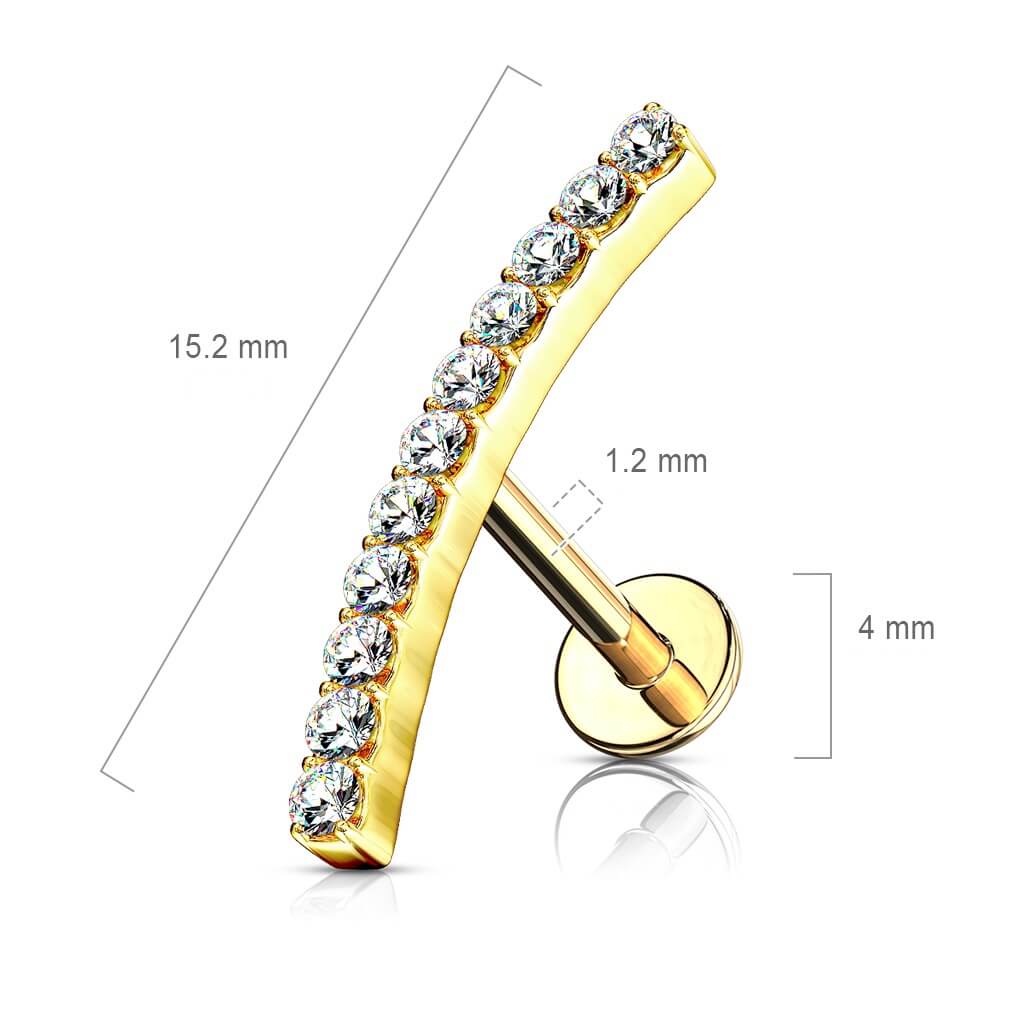 Labret Stab Gebogen Zirkonia Innengewinde - Image 3