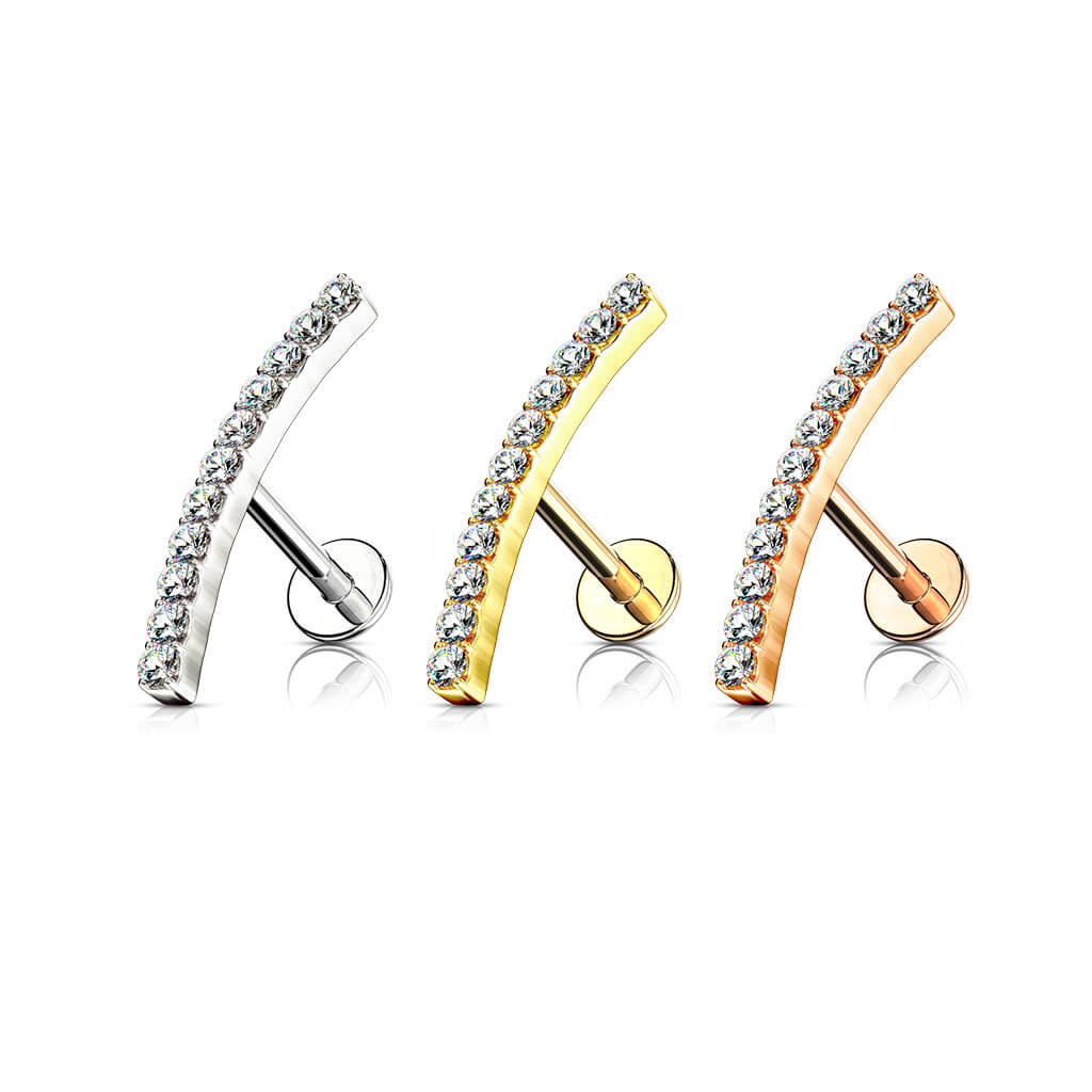 Labret Stab Gebogen Zirkonia Innengewinde - Image 5
