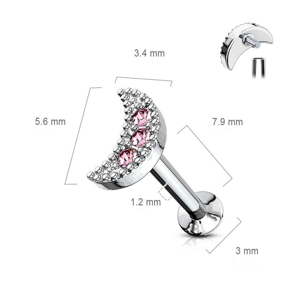 Labret Mond Zirkonia Innengewinde - Image 3