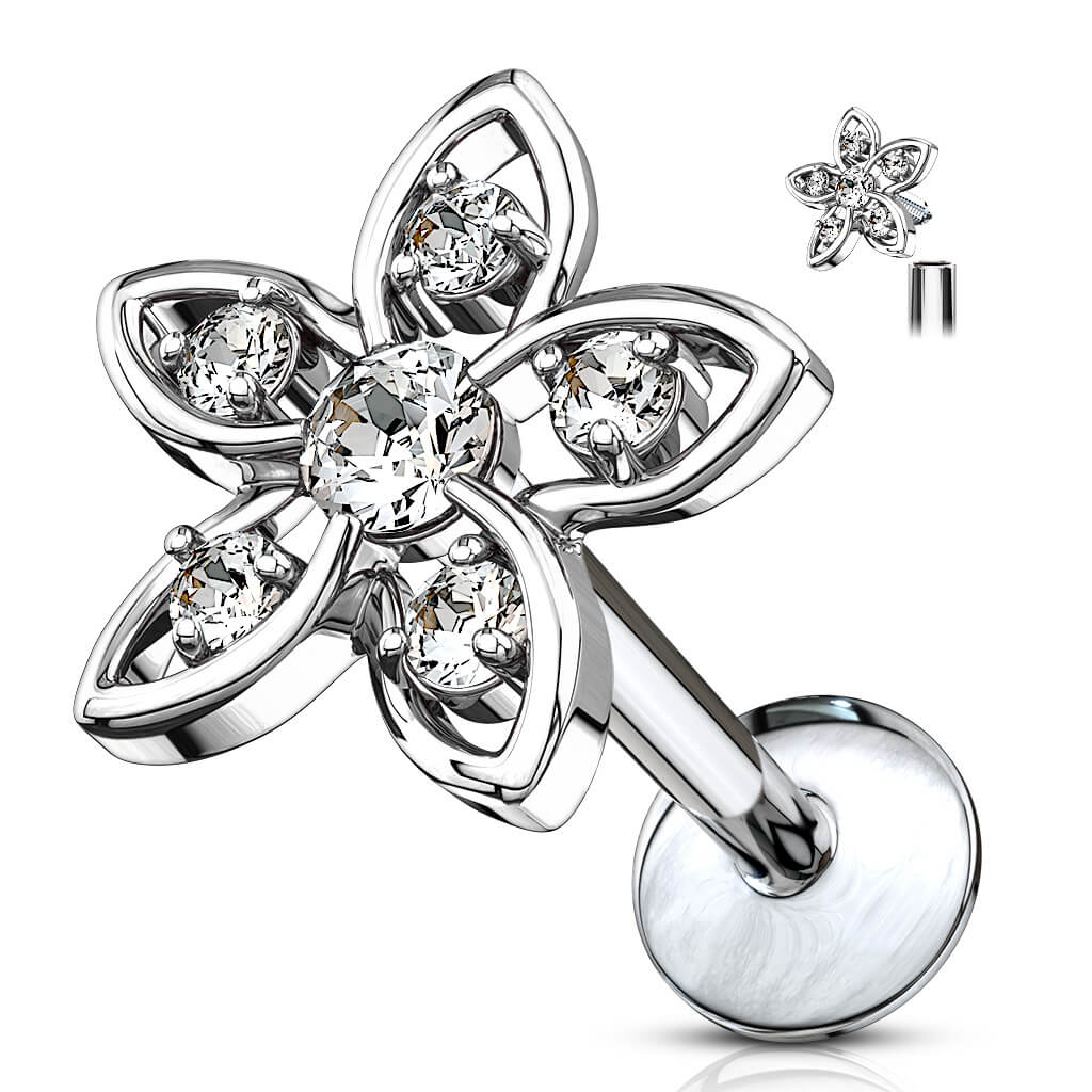 Labret Blume Zirkonia Innengewinde - Image 2