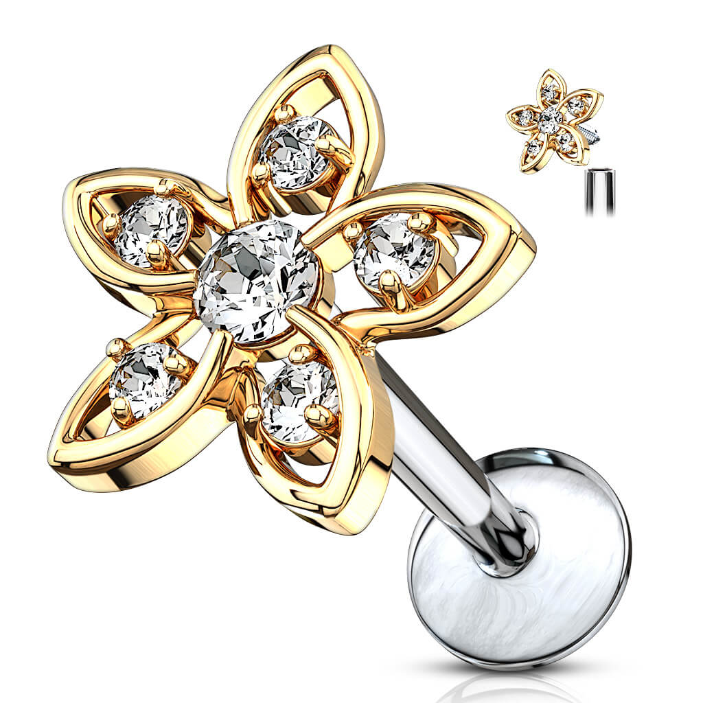 Labret Blume Zirkonia Innengewinde - Image 4