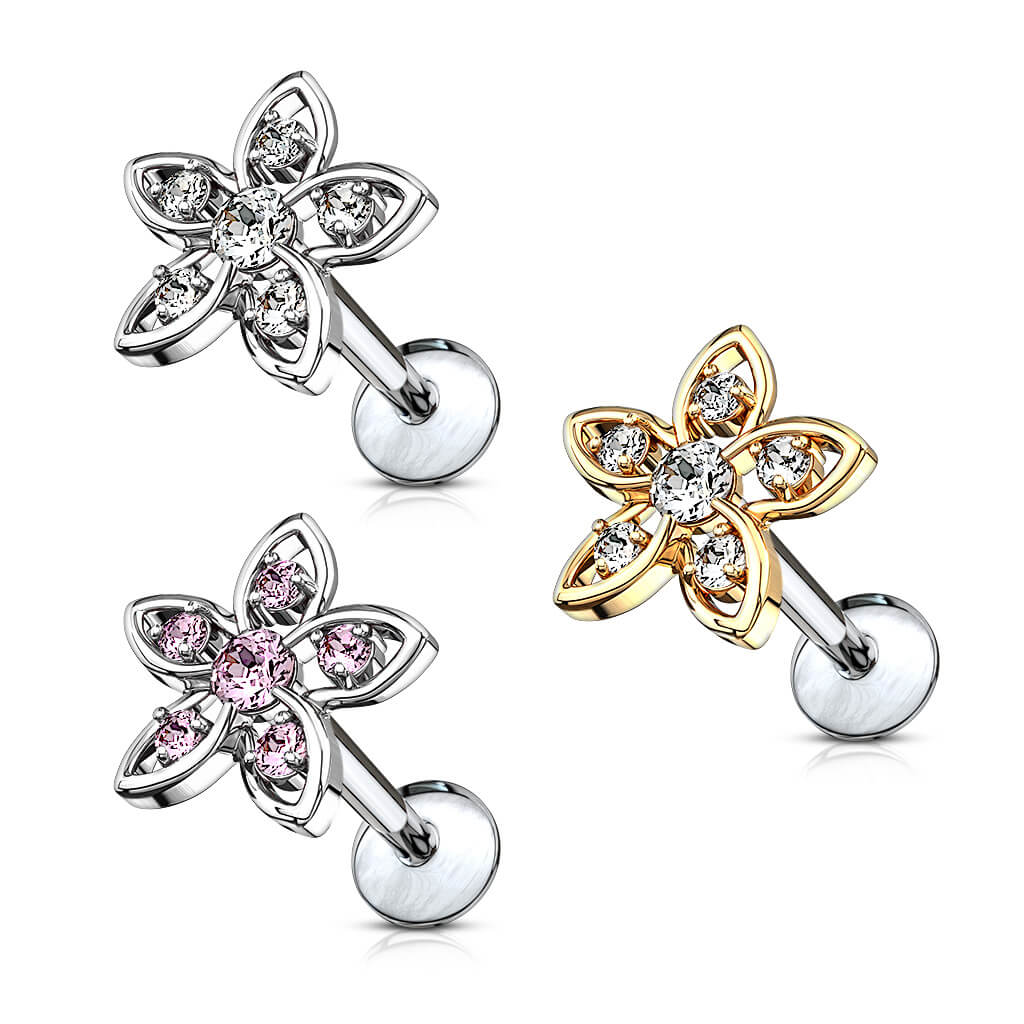 Labret Blume Zirkonia Innengewinde - Image 5