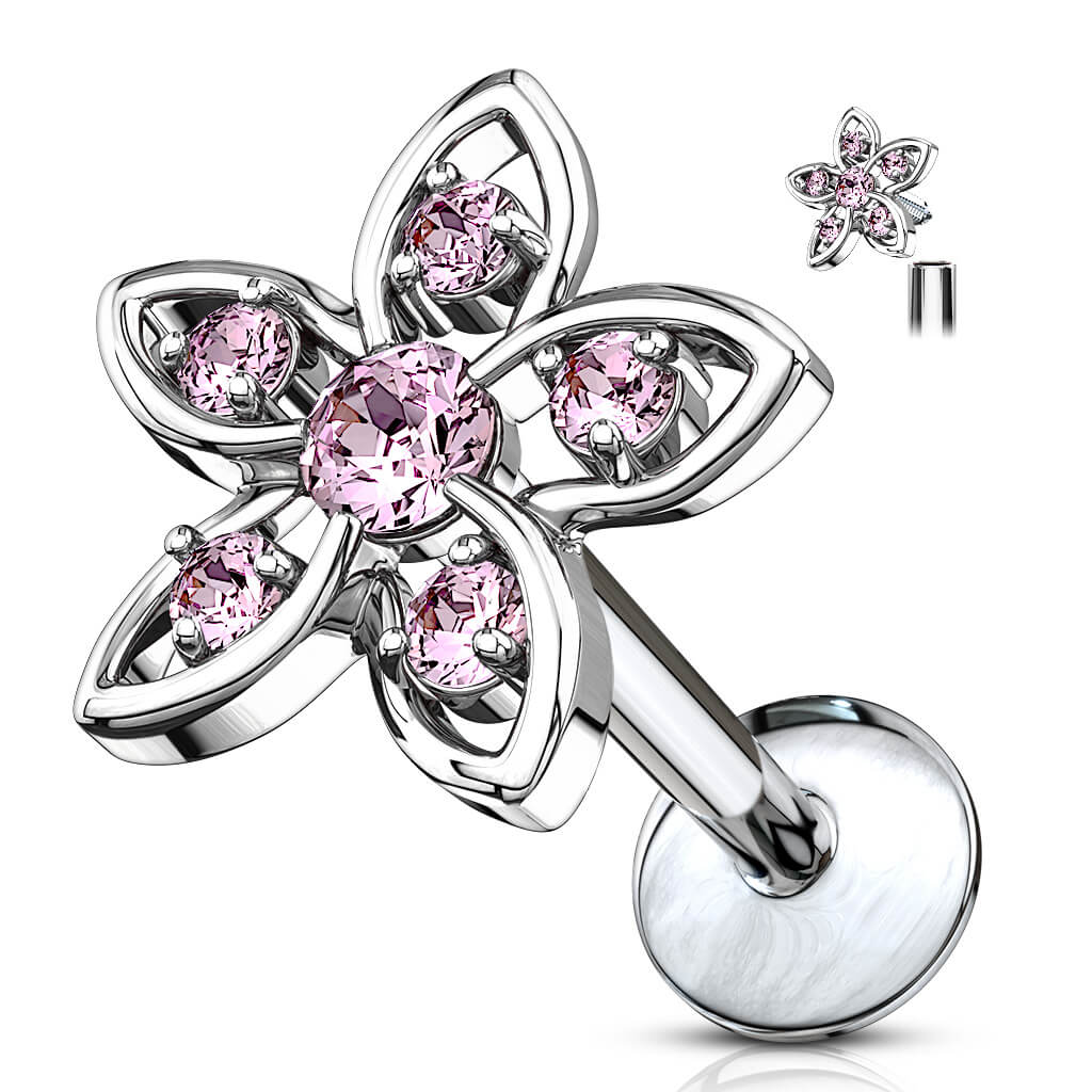 Labret Blume Zirkonia Innengewinde - Image 6