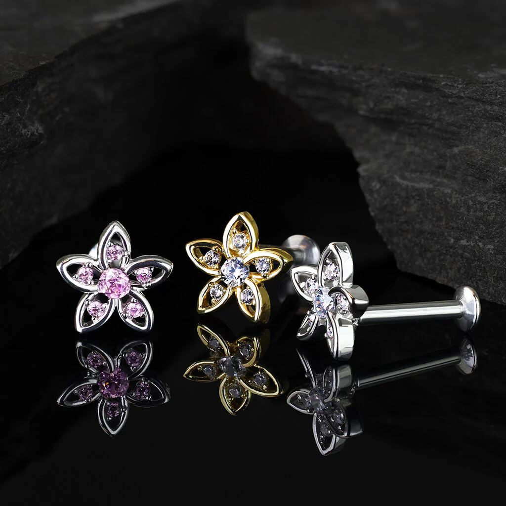 Labret Blume Zirkonia Innengewinde - Image 8