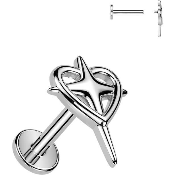 Labret Herz Kreuz Innengewinde - Image 3