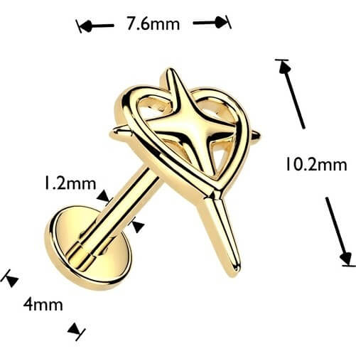 Labret Herz Kreuz Innengewinde - Image 4