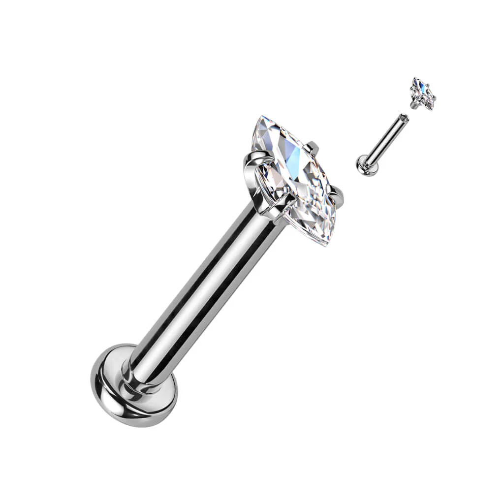 Labret Marquise Schliff Zirkonia Innengewinde - Image 2