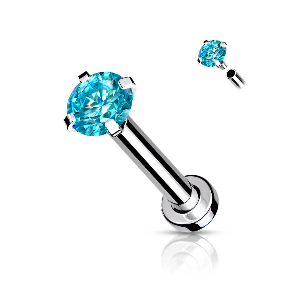 Labret Zirkonia Krappenfassung Silber Innengewinde - Image 10