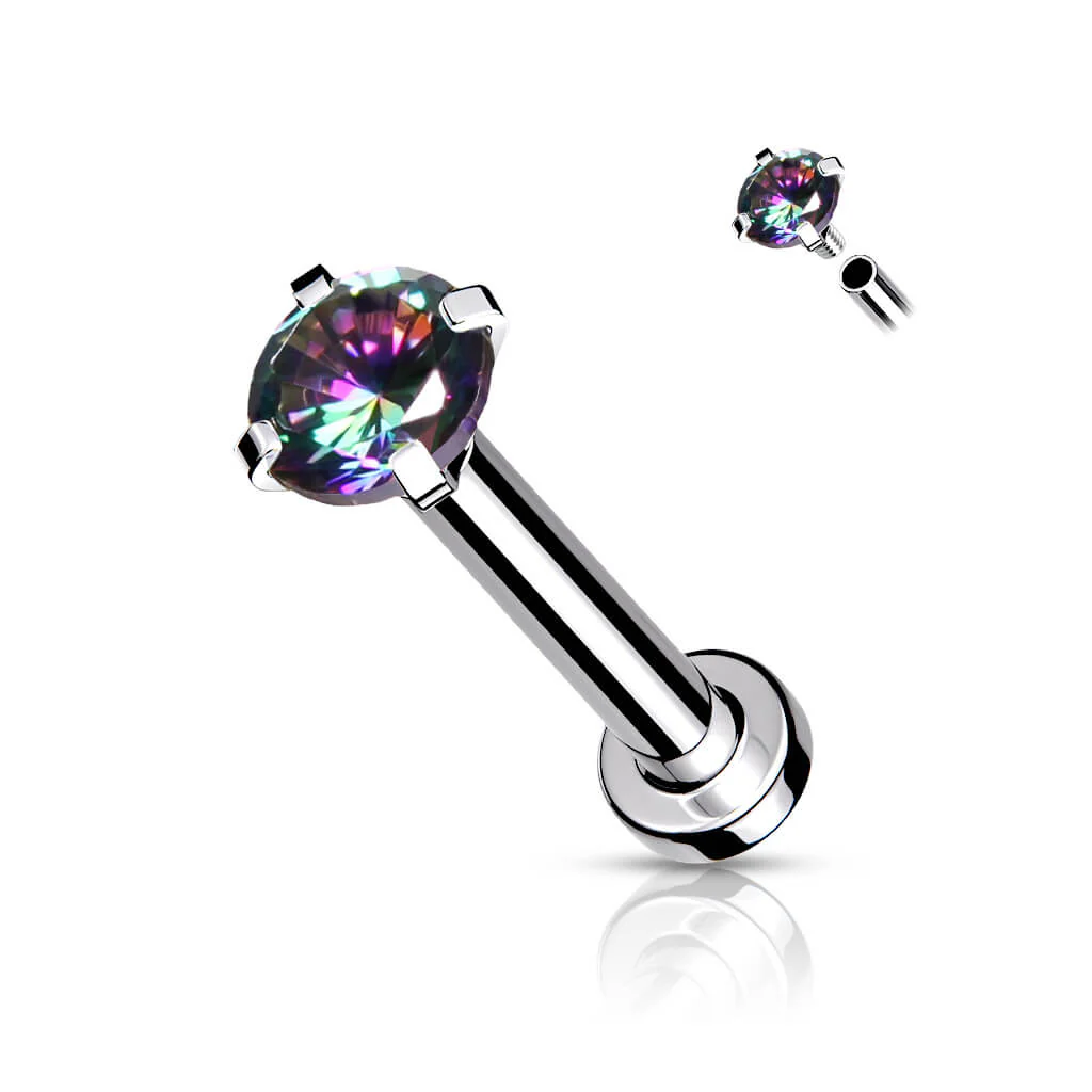 Labret Zirkonia Krappenfassung Silber Innengewinde - Image 12