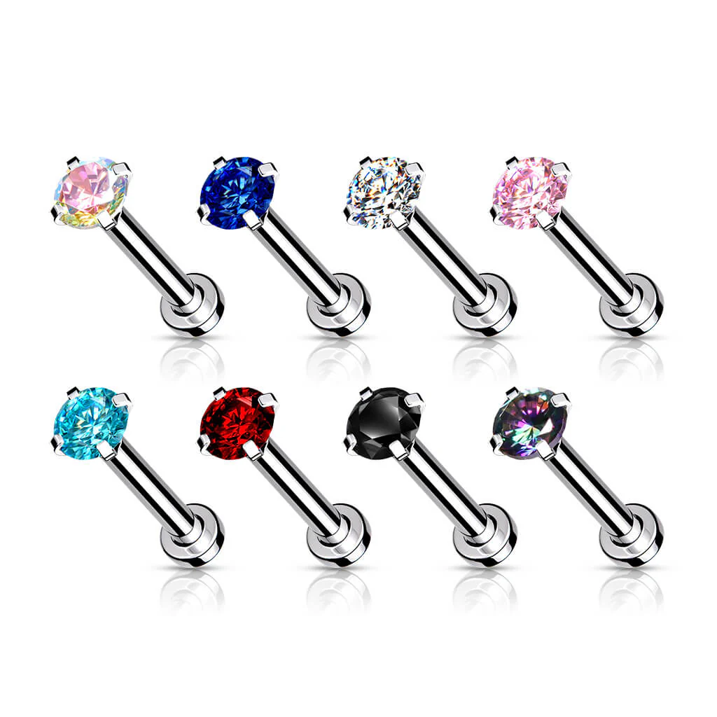 Labret Zirkonia Krappenfassung Silber Innengewinde - Image 2
