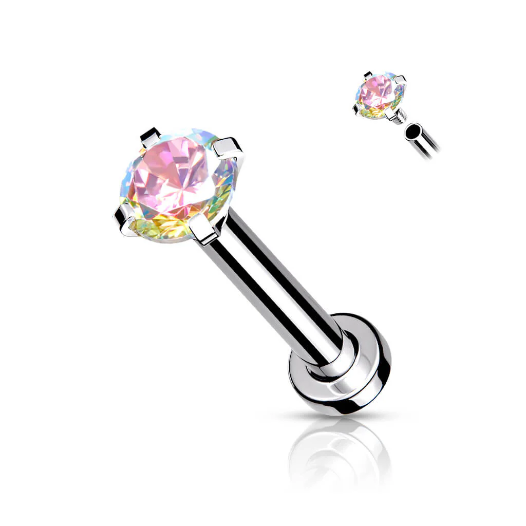 Labret Zirkonia Krappenfassung Silber Innengewinde - Image 4