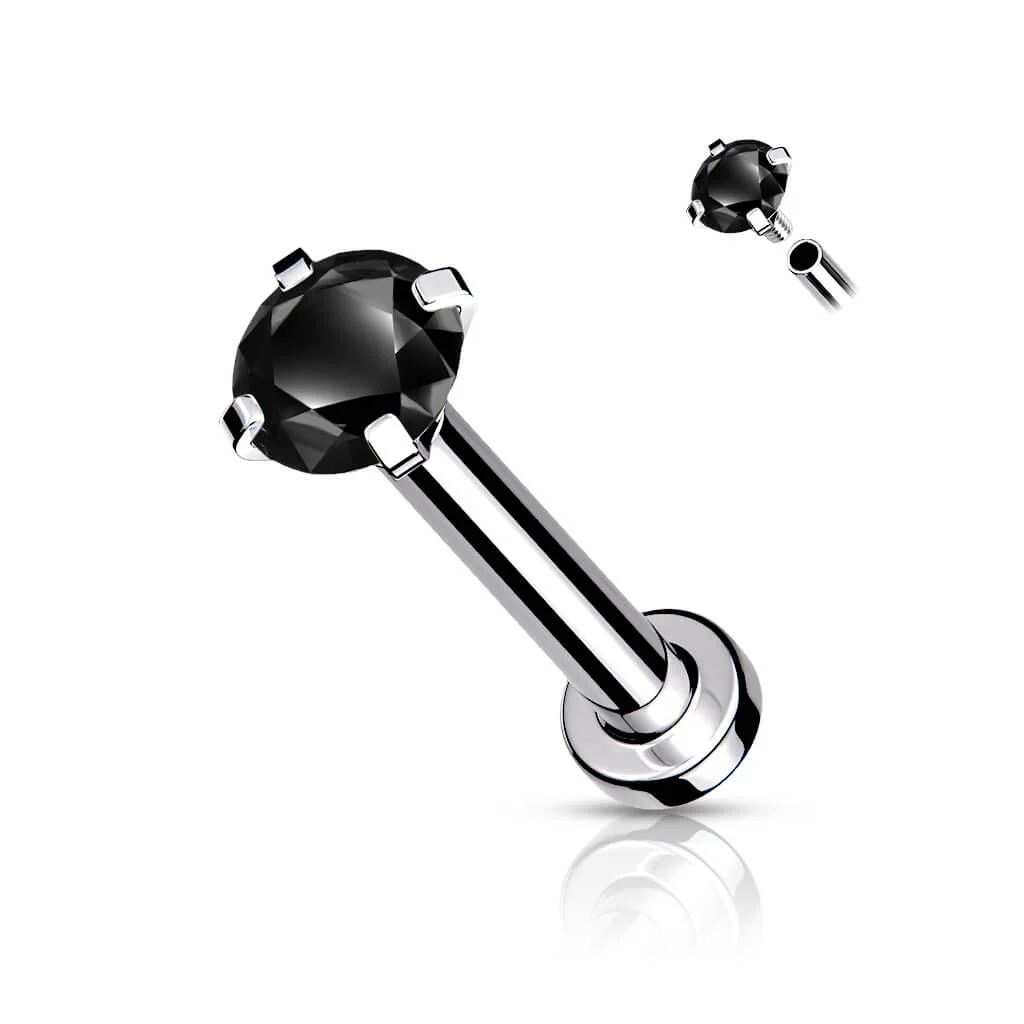 Labret Zirkonia Krappenfassung Silber Innengewinde - Image 8