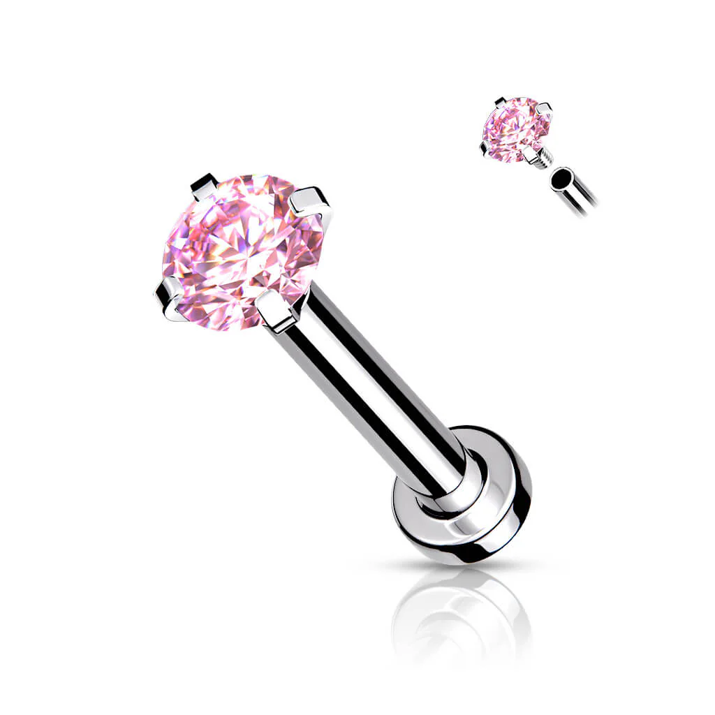 Labret Zirkonia Krappenfassung Silber Innengewinde - Image 9