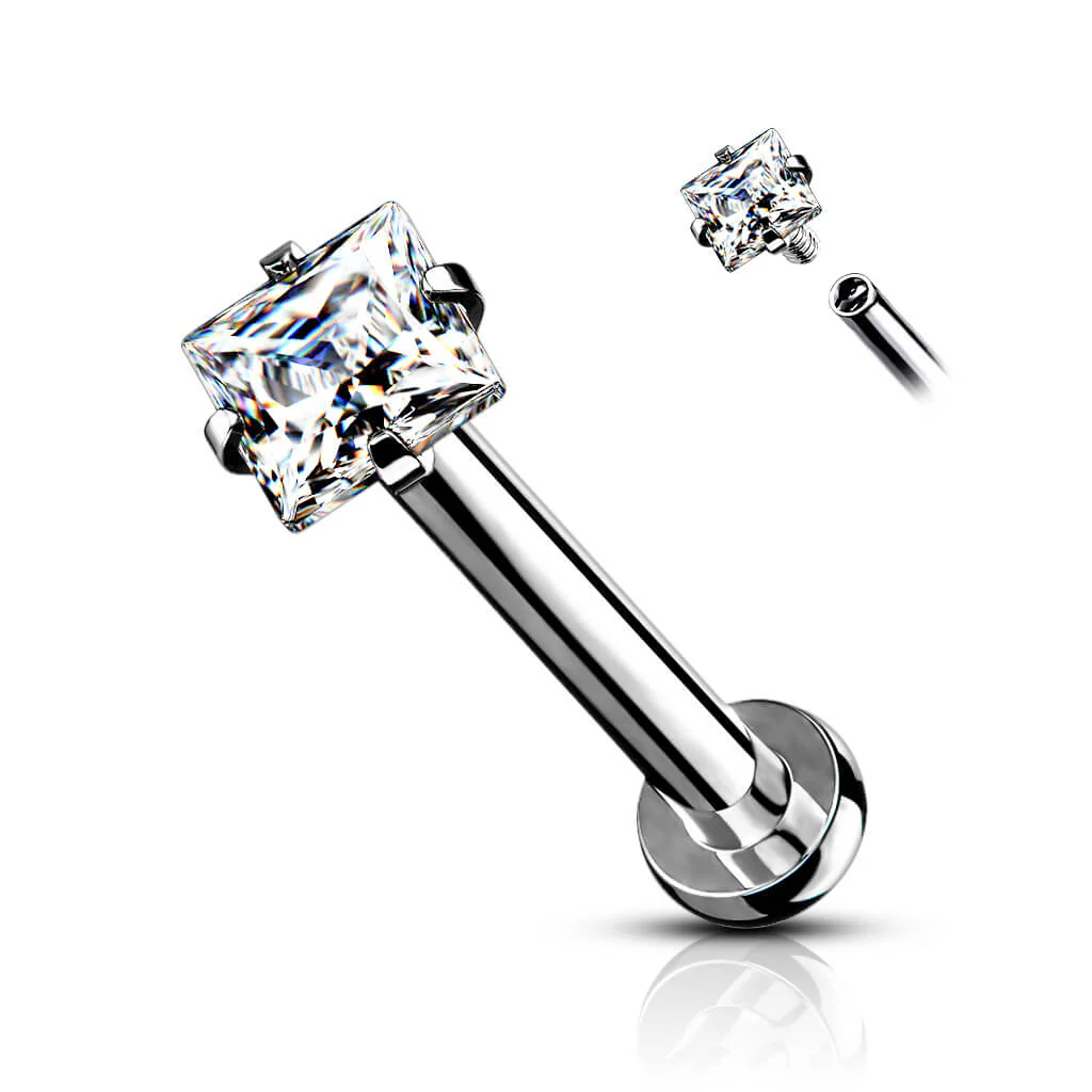 Labret Quadrat Zirkonia Innengewinde - Image 3