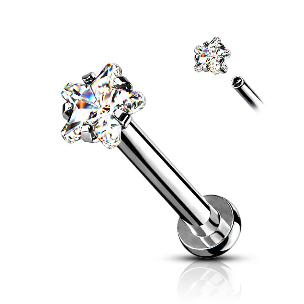 Labret Stern Zirkonia Innengewinde - Image 3