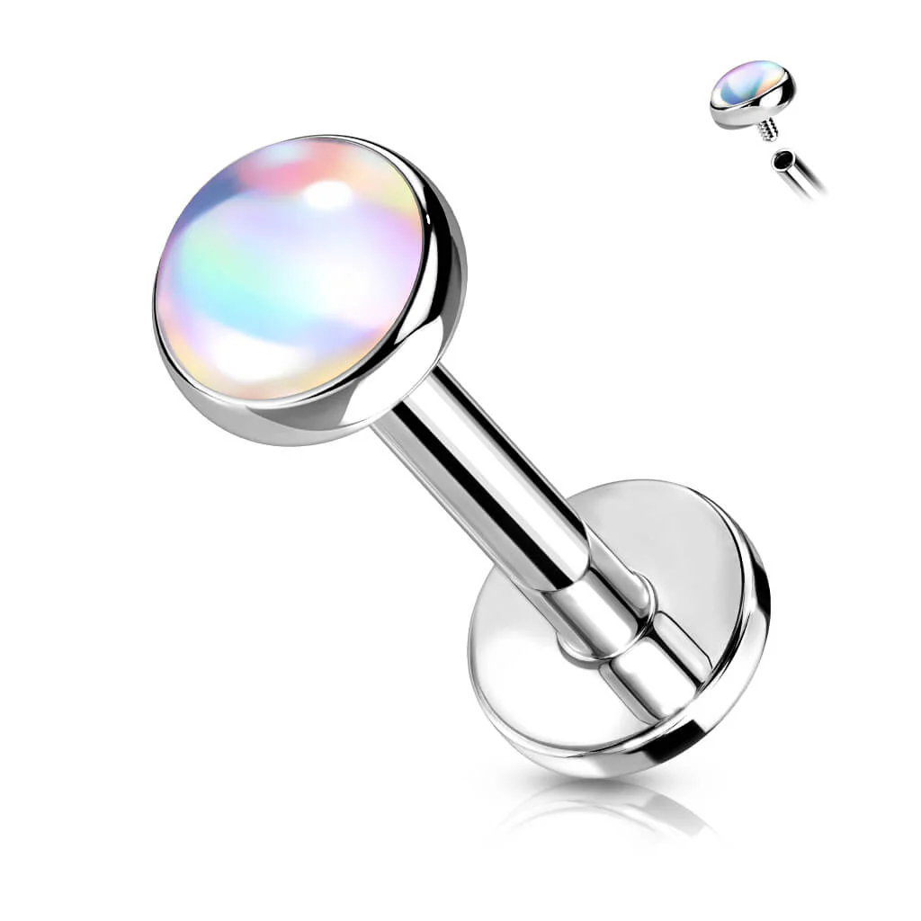 Labret Glänzender Flacher Synthetik Stein Innengewinde - Image 2