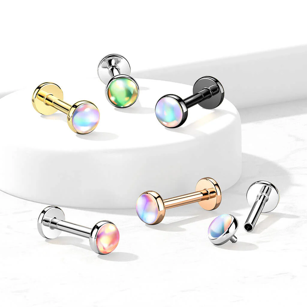 Labret Glänzender Flacher Synthetik Stein Innengewinde - Image 8