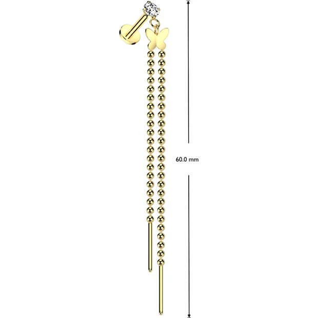 Labret Anhänger Schmetterling Doppelkette Kugeln Innengewinde - Image 2