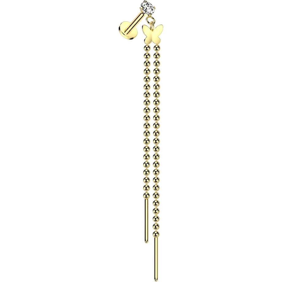 Labret Anhänger Schmetterling Doppelkette Kugeln Innengewinde - Image 4