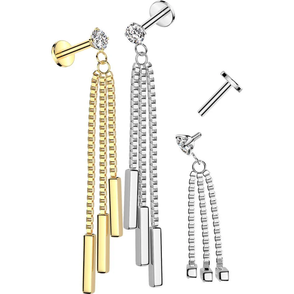 Labret Drei Stäbe Kette Anhänger Innengewinde - Image 3